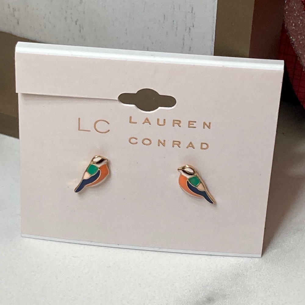 NWT Lauren Conrad enamel bird earrings